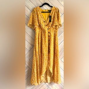 NWT | Lulu’s | After-Bloom Delight Golden Yellow Floral Print Midi Dress | XL